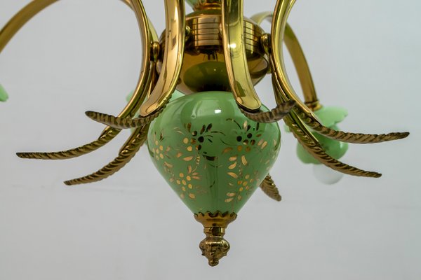 Italian Neoclassical Porcelain and Brass 8-Light Chandelier, 1960s-FER-801019