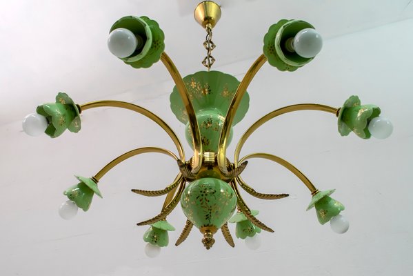 Italian Neoclassical Porcelain and Brass 8-Light Chandelier, 1960s-FER-801019