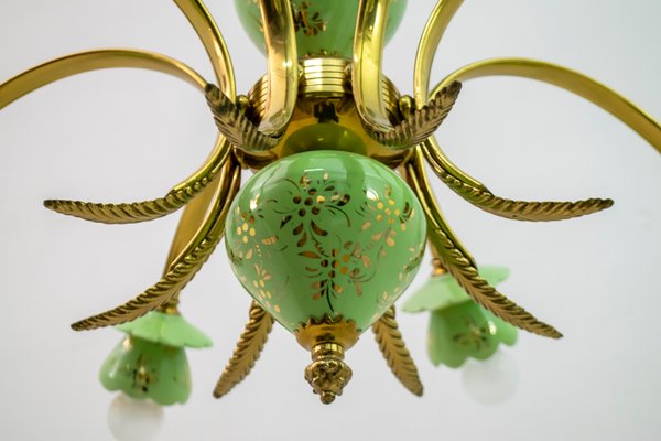 Italian Neoclassical Porcelain and Brass 8-Light Chandelier, 1960s-FER-801019