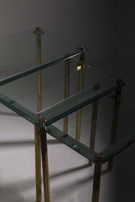 Italian Nesting Coffee Tables in Thick Glass and Brass, 1965, Set of 3-RCE-1733036