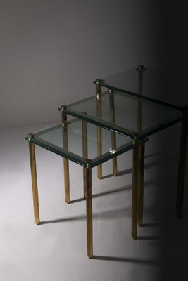 Italian Nesting Coffee Tables in Thick Glass and Brass, 1965, Set of 3-RCE-1733036