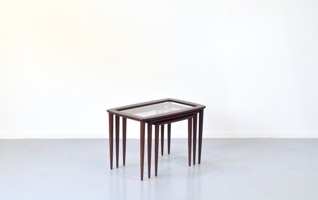 Italian Nesting Tables in Mahogany attributed to Ico & Luisa Parisi, 1960s, Set of 3-DUG-2041266