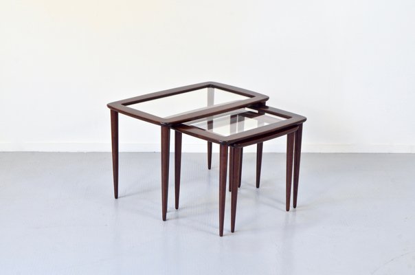 Italian Nesting Tables in Mahogany attributed to Ico & Luisa Parisi, 1960s, Set of 3-DUG-2041266