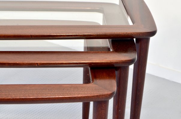 Italian Nesting Tables in Mahogany attributed to Ico & Luisa Parisi, 1960s, Set of 3-DUG-2041266