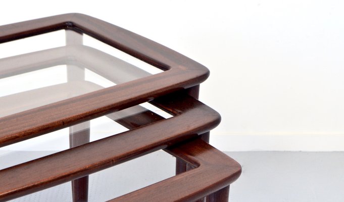 Italian Nesting Tables in Mahogany attributed to Ico & Luisa Parisi, 1960s, Set of 3-DUG-2041266