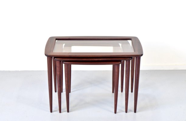 Italian Nesting Tables in Mahogany attributed to Ico & Luisa Parisi, 1960s, Set of 3-DUG-2041266