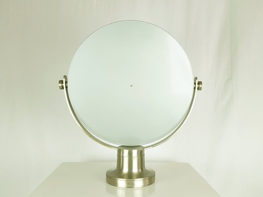 Italian Nickel-Plated Brushed Metal Table Mirror, 1960s-RD-2041984