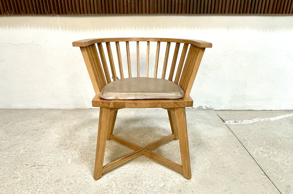 Italian Oak Model Gray 24 Armchair with Leather Cushion by Paola Navone for Gervarsoni, 1990s-JP-1362159