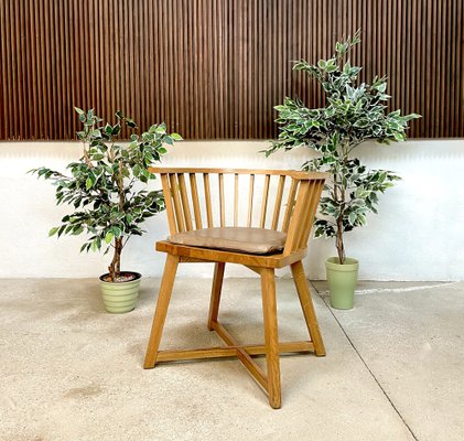 Italian Oak Model Gray 24 Armchair with Leather Cushion by Paola Navone for Gervarsoni, 1990s-JP-1362159