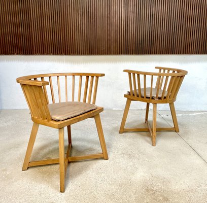 Italian Oak Model Gray 24 Armchair with Leather Cushion by Paola Navone for Gervarsoni, 1990s-JP-1362159