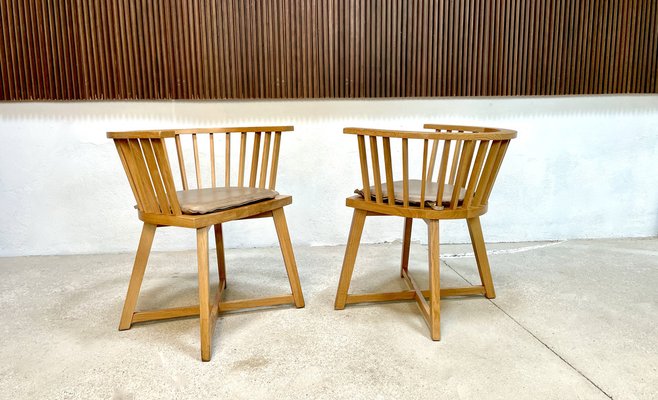 Italian Oak Model Gray 24 Armchair with Leather Cushion by Paola Navone for Gervarsoni, 1990s-JP-1362175