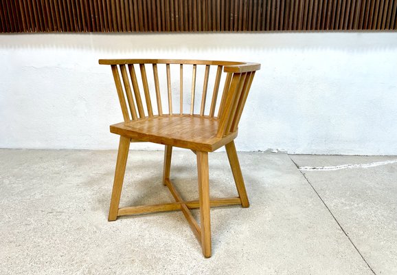 Italian Oak Model Gray 24 Armchair with Leather Cushion by Paola Navone for Gervarsoni, 1990s-JP-1362175