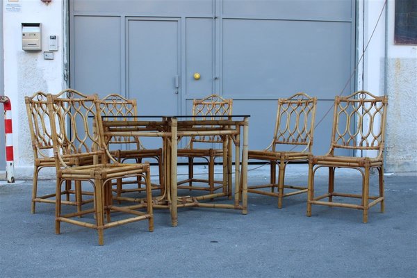 Italian Octagonal Dining Table & Chairs Set, 1950s, Set of 7-EH-699728