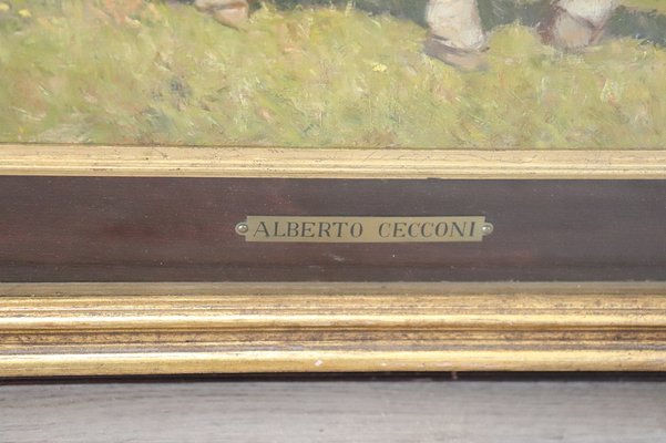 Italian Oil on Board with Calf by Alberto Cecconi-DCO-1028357