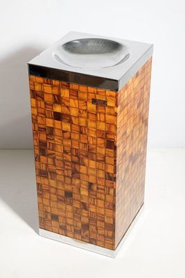 Italian Olive Wood Marquetry Standing Ashtray by Sandro Petti, 1970s-LBS-1155921