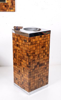 Italian Olive Wood Marquetry Standing Ashtray by Sandro Petti, 1970s-LBS-1155921