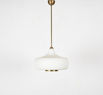 Italian Opal Glass and Brass Ceiling Lamp from Stilnovo, 1960s-JDR-1794022