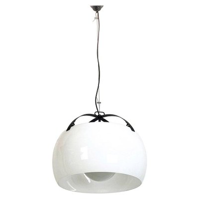 Italian Opaline Glass & Metal Omega Ceiling Light by Magisretti for Artemide, 1962-GDD-1210032