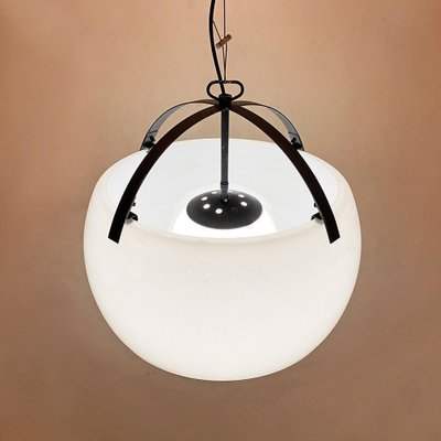 Italian Opaline Glass & Metal Omega Ceiling Light by Magisretti for Artemide, 1962-GDD-1210032