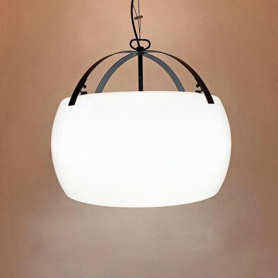 Italian Opaline Glass & Metal Omega Ceiling Light by Magisretti for Artemide, 1962-GDD-1210032