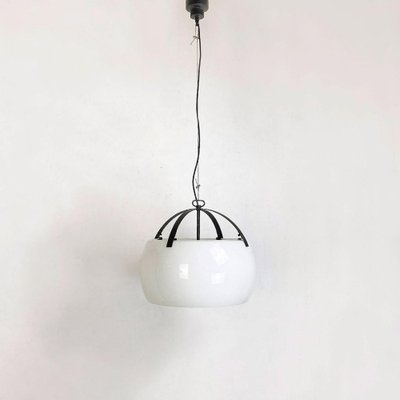 Italian Opaline Glass & Metal Omega Ceiling Light by Magisretti for Artemide, 1962-GDD-1210032