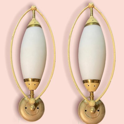 Italian Opaline Glass Sconces from Stilnovo, Set of 2-JJC-1309580