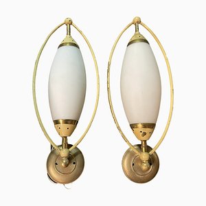 Italian Opaline Glass Sconces from Stilnovo, Set of 2-JJC-1309580