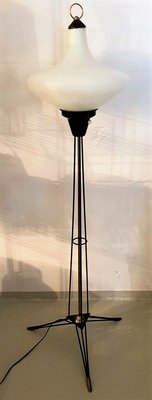 Italian Opaline Glass Tripod Floor Lamp, 1950s-QDP-857915