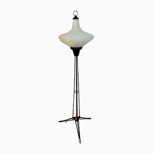 Italian Opaline Glass Tripod Floor Lamp, 1950s-QDP-857915