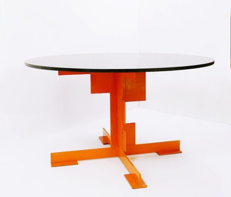 Italian Orange Dining Table in Wood and Black Granite from Azucena, 1980s-FGA-1224033