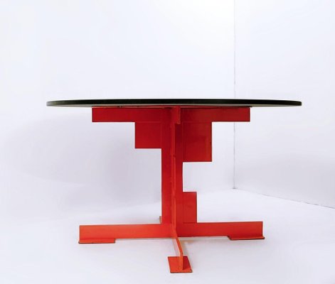 Italian Orange Dining Table in Wood and Black Granite from Azucena, 1980s-FGA-1224033