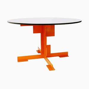 Italian Orange Dining Table in Wood and Black Granite from Azucena, 1980s-FGA-1224033