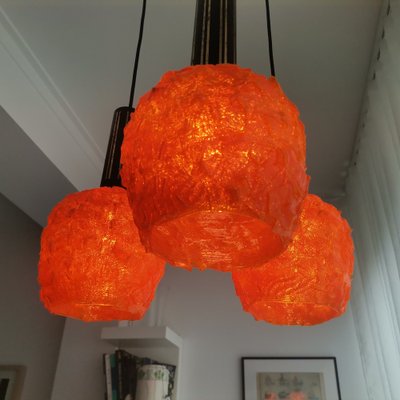 Italian Orange Light Lucitie Cascading Spaghetti Hanging Lamp, 1960s-SCS-1297352