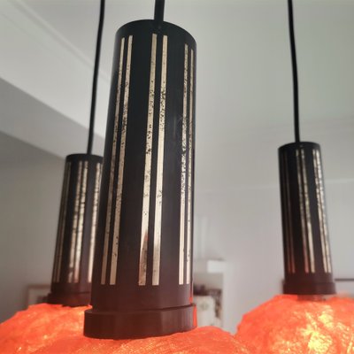 Italian Orange Light Lucitie Cascading Spaghetti Hanging Lamp, 1960s-SCS-1297352