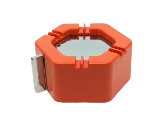 Italian Orange Plastic & Chrome Plated Metal Exa Ashtray by Leclerc for Velca, 1970-RD-2020577