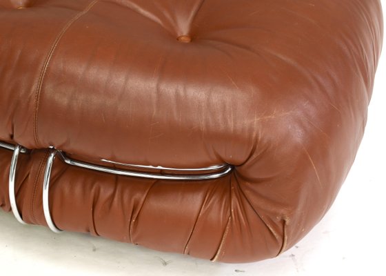 Italian Original Tan Leather Soriana Pouf by Tobia Scarpa for Cassina, 1970s-TE-1105833