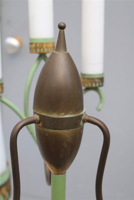 Italian Ottone and Glass fFoor Lamp with Enamels, 1950s-EH-1382376