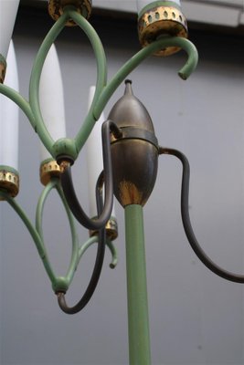 Italian Ottone and Glass fFoor Lamp with Enamels, 1950s-EH-1382376