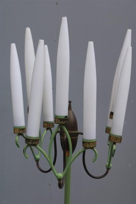 Italian Ottone and Glass fFoor Lamp with Enamels, 1950s-EH-1382376