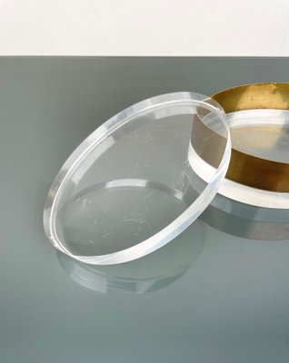 Italian Oval Decorative Box in Acrylic Glass and Brass, 1970s-LYQ-1312823