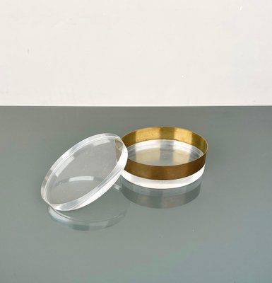 Italian Oval Decorative Box in Acrylic Glass and Brass, 1970s-LYQ-1312823