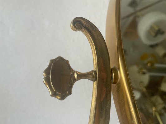 Italian Oval Frame Vanity Table Mirror in Brass, 1960s-RDS-1452329