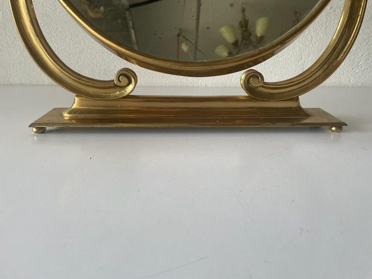 Italian Oval Frame Vanity Table Mirror in Brass, 1960s-RDS-1452329