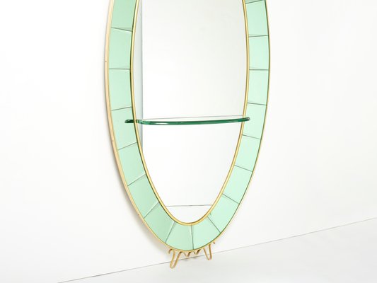 Italian Oval Shaped Brass & Crystal Mirror from Cristal Arte, 1950s-YJA-1326407