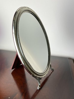 Italian Oval Table Mirror in 800 Silver, 1960s-YST-1773396