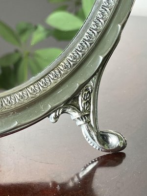 Italian Oval Table Mirror in 800 Silver, 1960s-YST-1773396