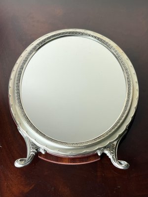 Italian Oval Table Mirror in 800 Silver, 1960s-YST-1773396