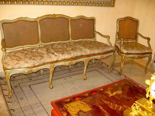 Italian Parcel-Gilt and Painted Sofa, 18th Century-MBH-1032499