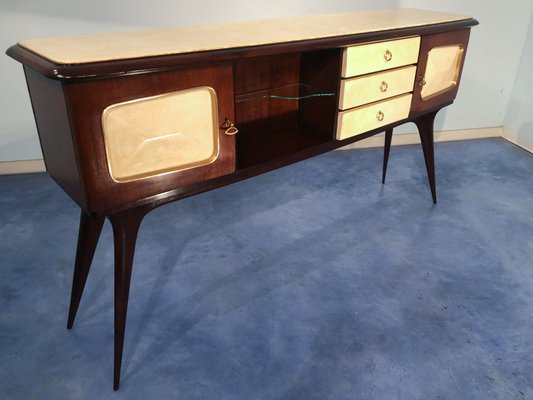 Italian Parchment Center Sideboard by Guglielmo Ulrich, 1950s-MTX-998238