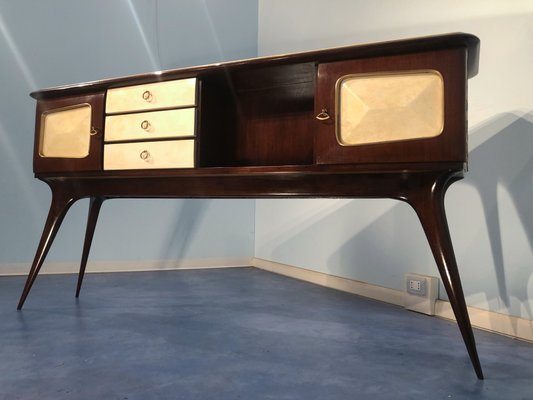 Italian Parchment Center Sideboard by Guglielmo Ulrich, 1950s-MTX-998238